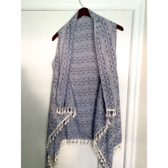 Blue Women’s Western Open Tunic Vest With Tassels Size Medium - Picture 1 of 2